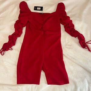 Fashion Nova Vibrant Red Ruched Romper